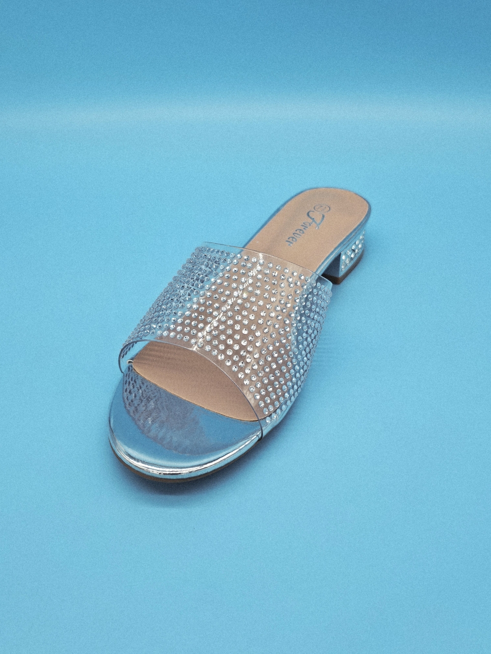 Forever Link Silver Rhinestone Slide Mule - Picture 3 of 5